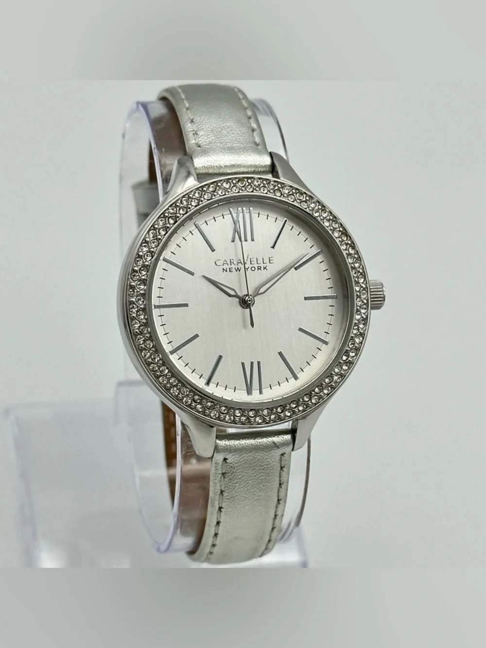 Caravelle New York by Bulova 43L167 Women's Crystal Bezel Wrist Watch 37mm Works